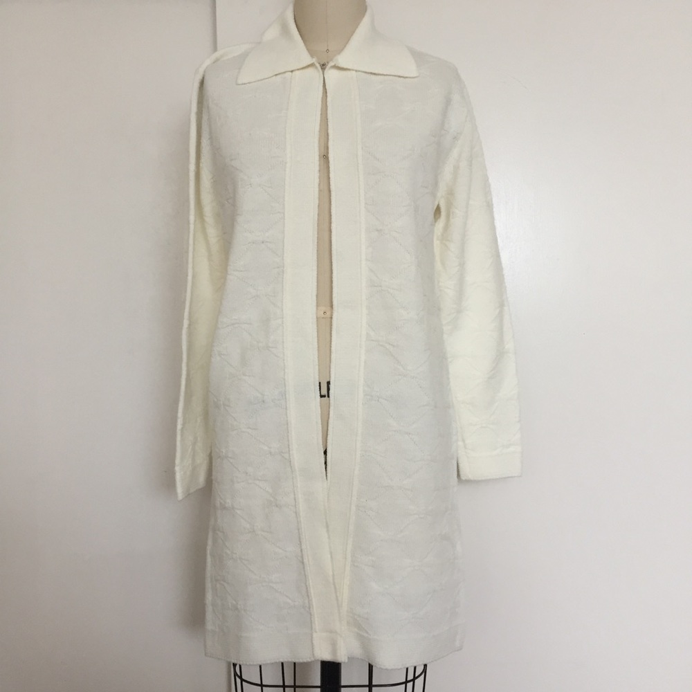 Vintage Penrose Long White Bow Cardigan